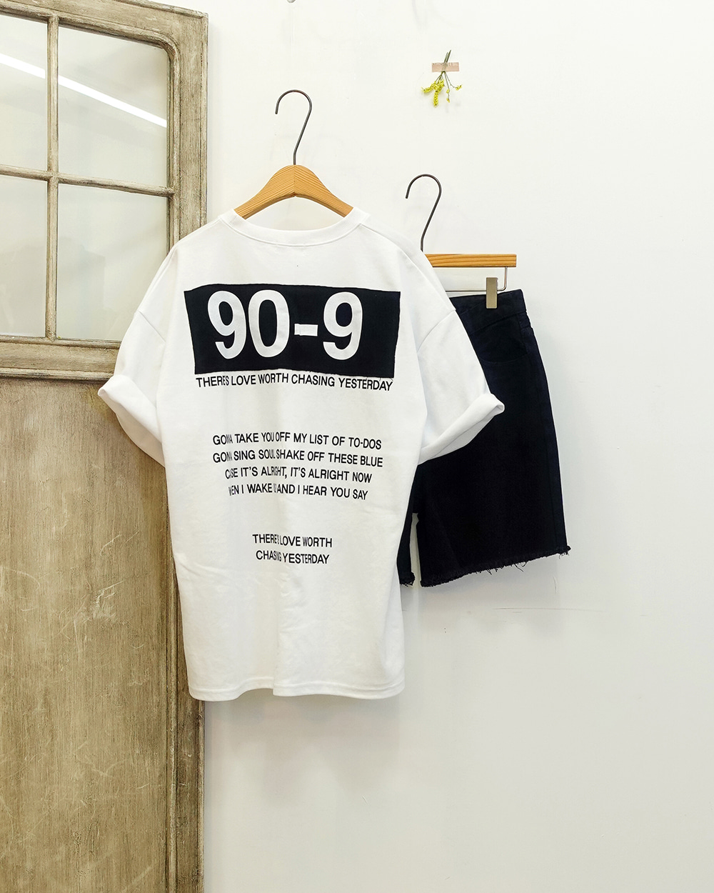09 프린팅 루즈핏 반팔 여름 롱 티셔츠 - 상품 이미지