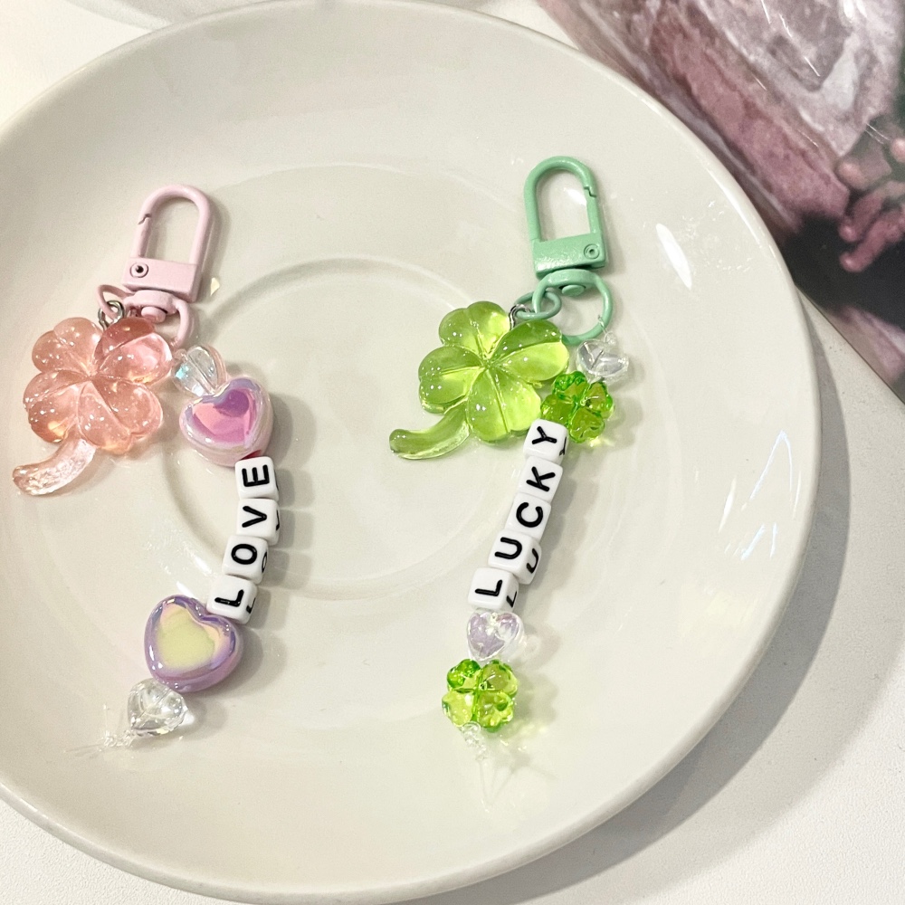 네잎클로버 이니셜 키링 만들기 diy 키트 스마일 핸드폰 차키 가방 커스텀 제작 키링 - 상품 이미지