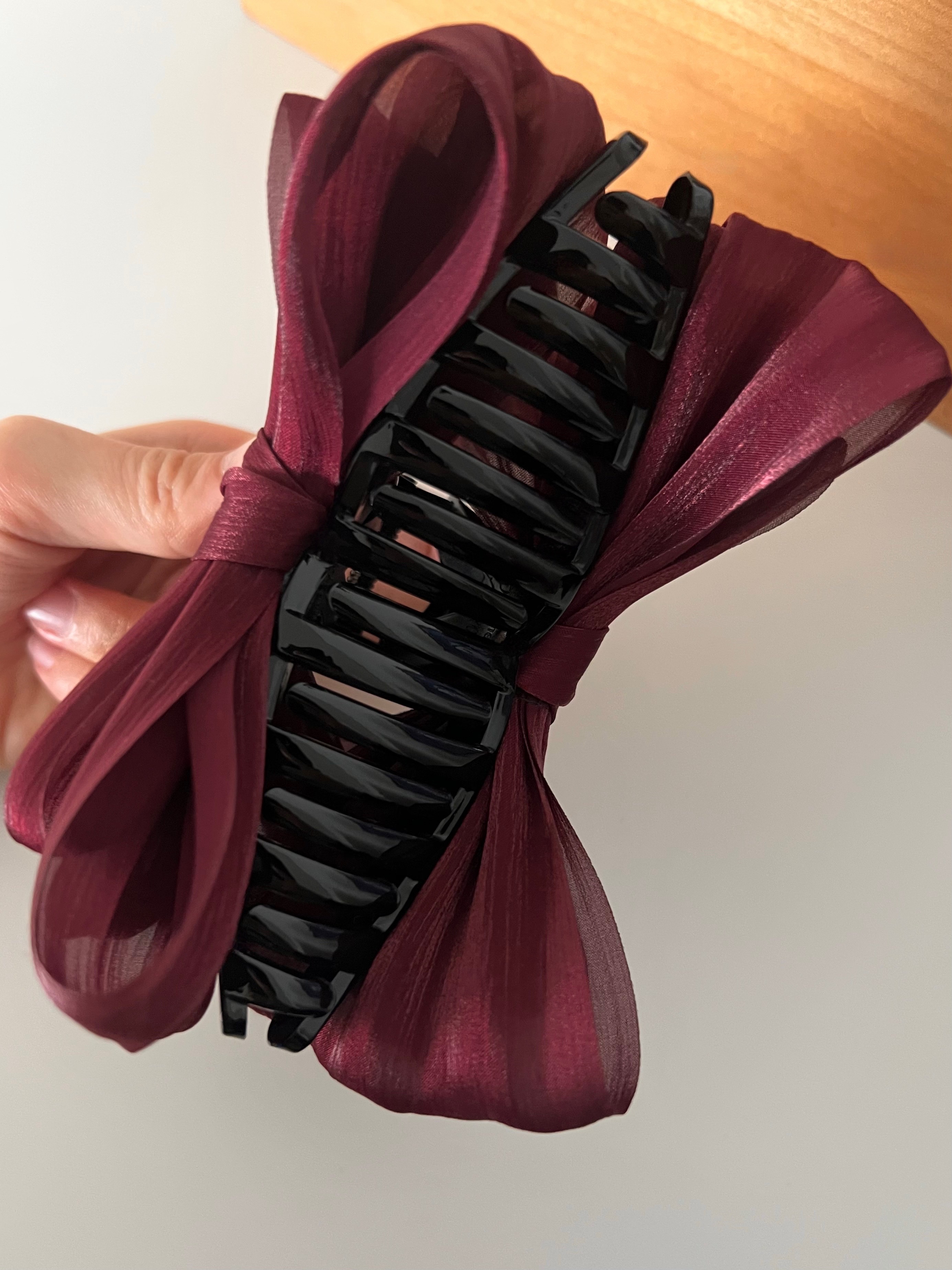 부분 새틴실크 빅 리본 올림머리 헤어집게핀 왕 바렛 핸드메이드 13cm 꼬임 많은숱 - 상세 이미지 3