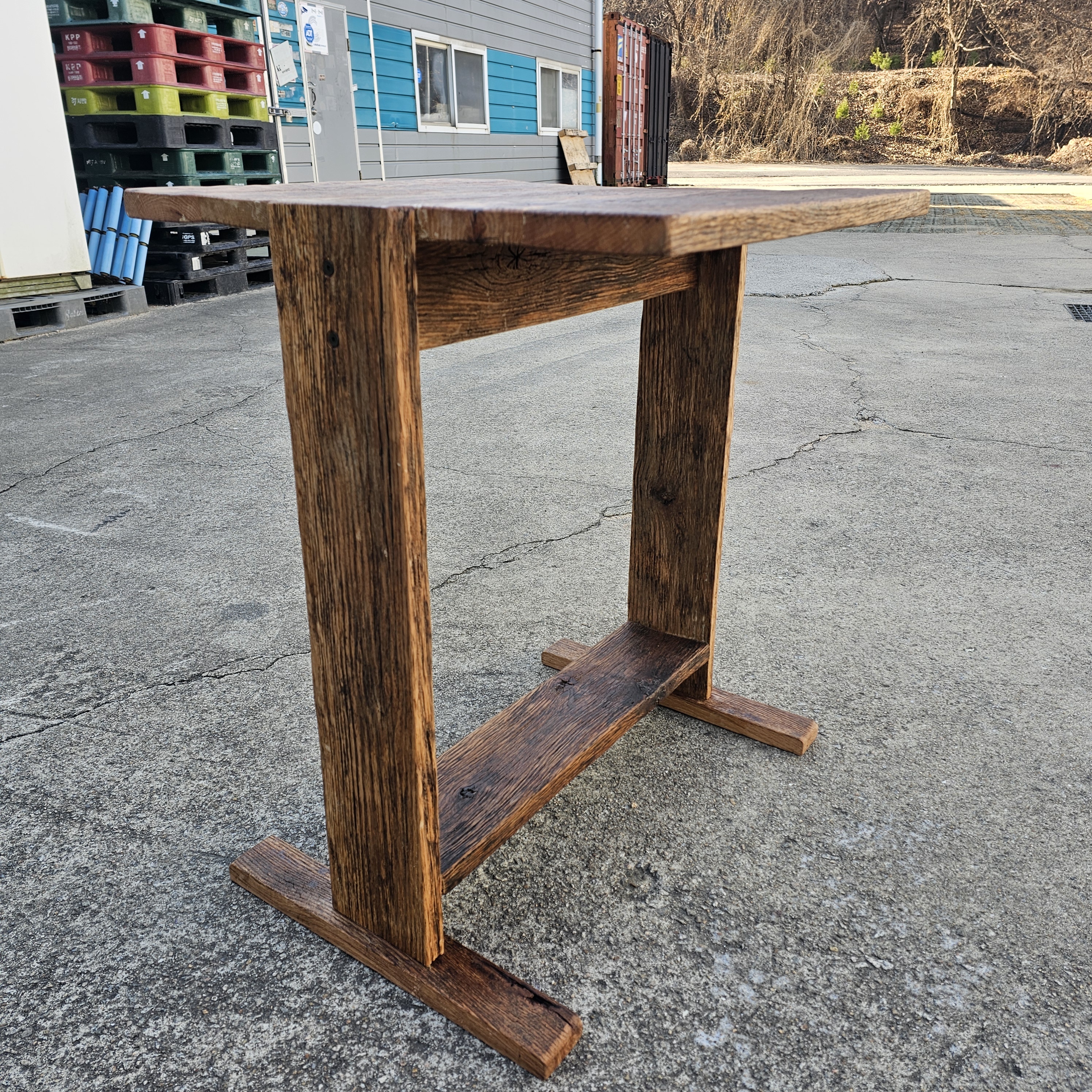 100년 이상 된  올드오크 빈티지 엔틱 러스틱 고재 2인용 카페 커피숍 테이블 주문제작