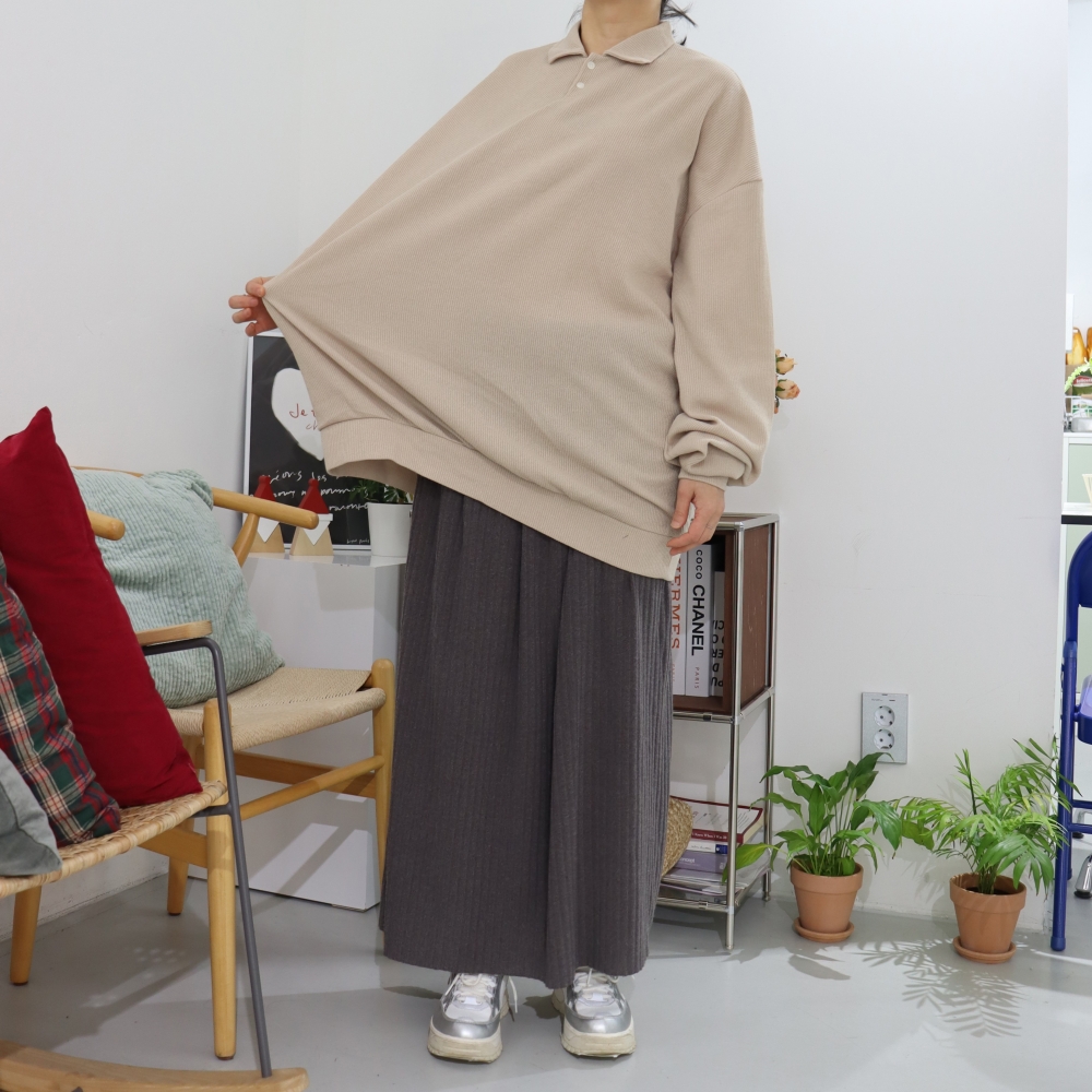 빅사이즈 카라 박시 니트 박시 루즈핏 맨투맨 4XL 5XL 긴팔 티셔츠 봄 가을 99 - 상세 이미지 4