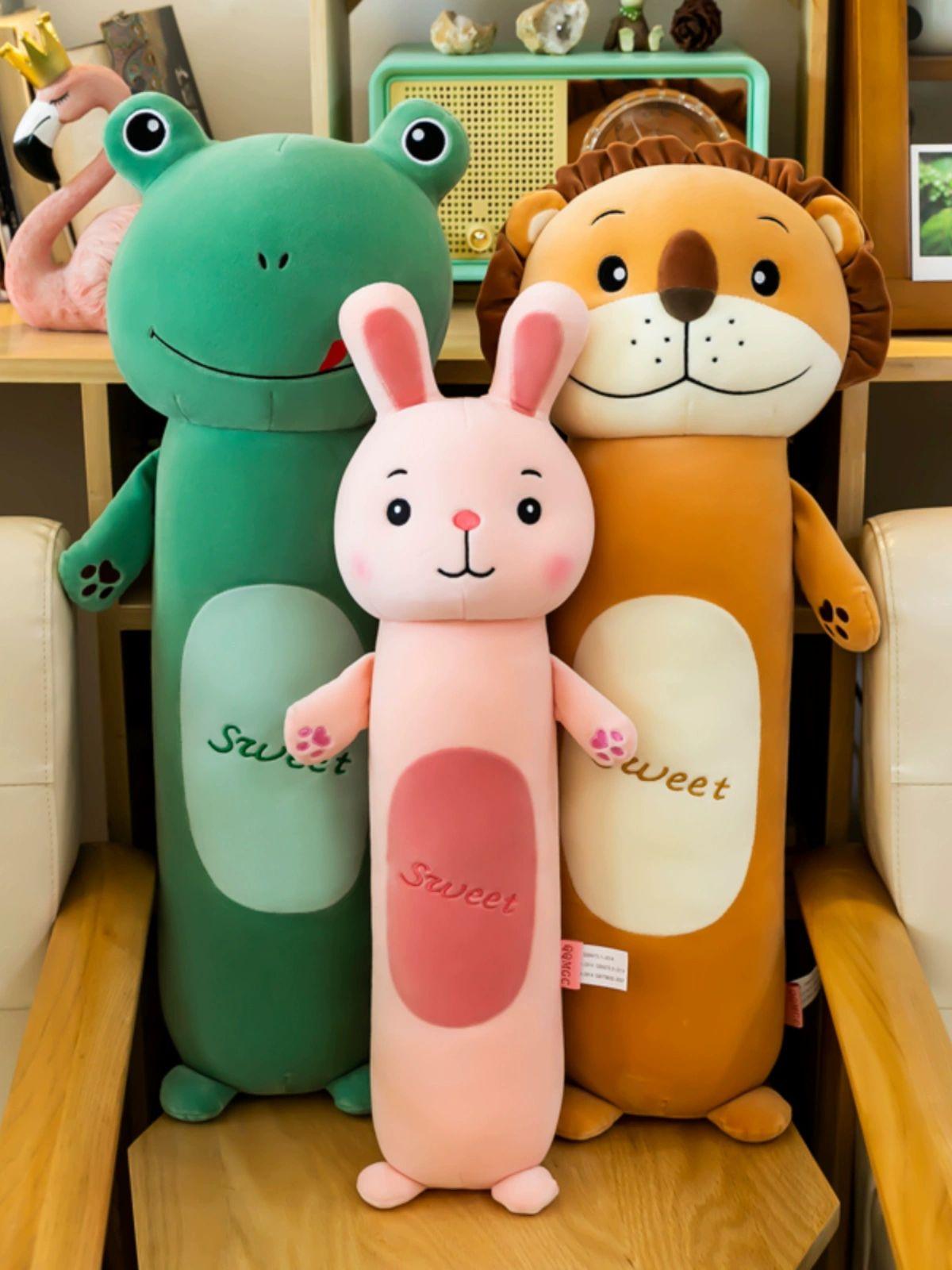 토끼 봉제인형 롱 안고자는 인형 베개 여자용 그린 프로그 110cm A - 상세 이미지 4