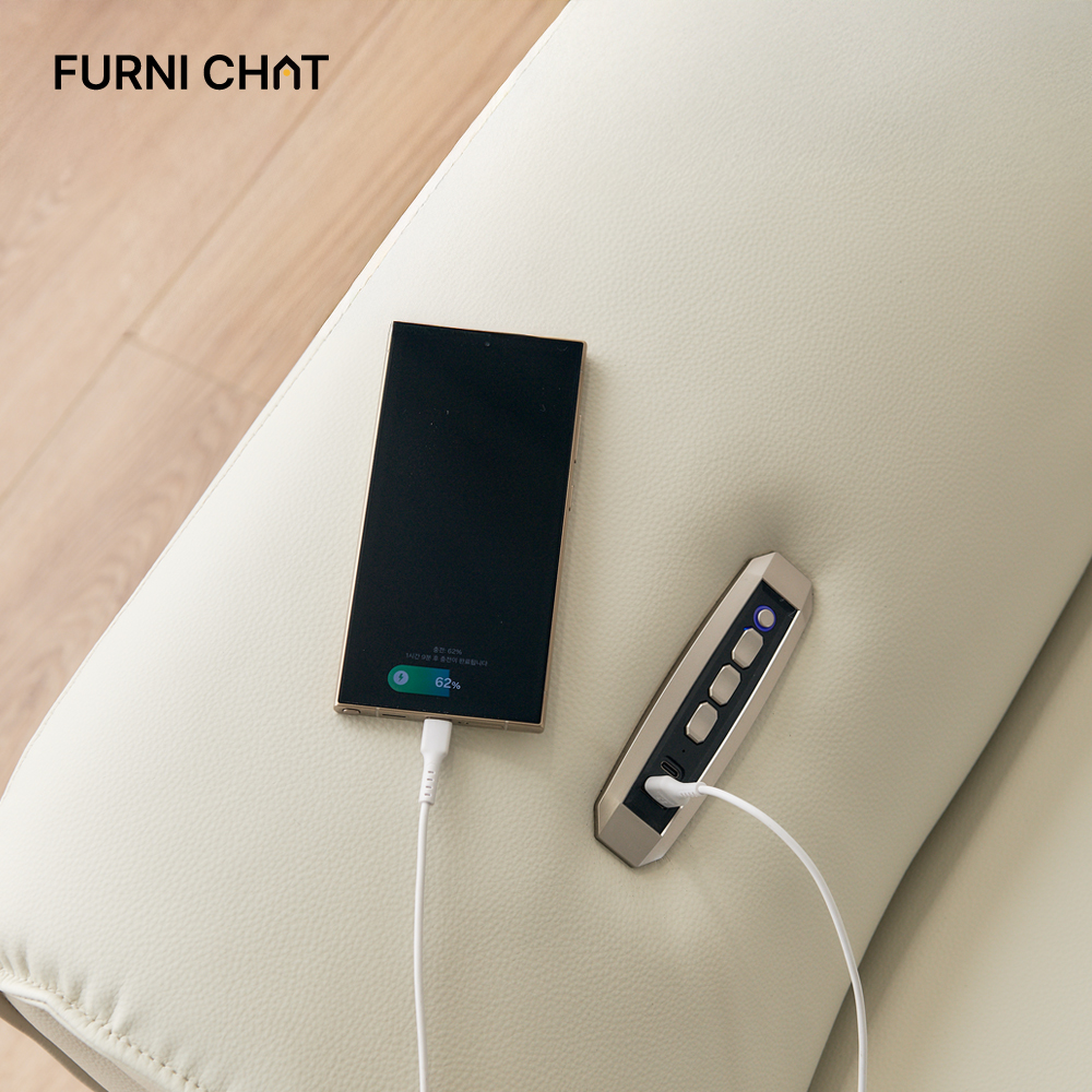 퍼니챗 카라 4인용 리모컨형 버튼형 동시가능 비건 가죽 무빙 슬라이딩 리클라이너 모션 소파