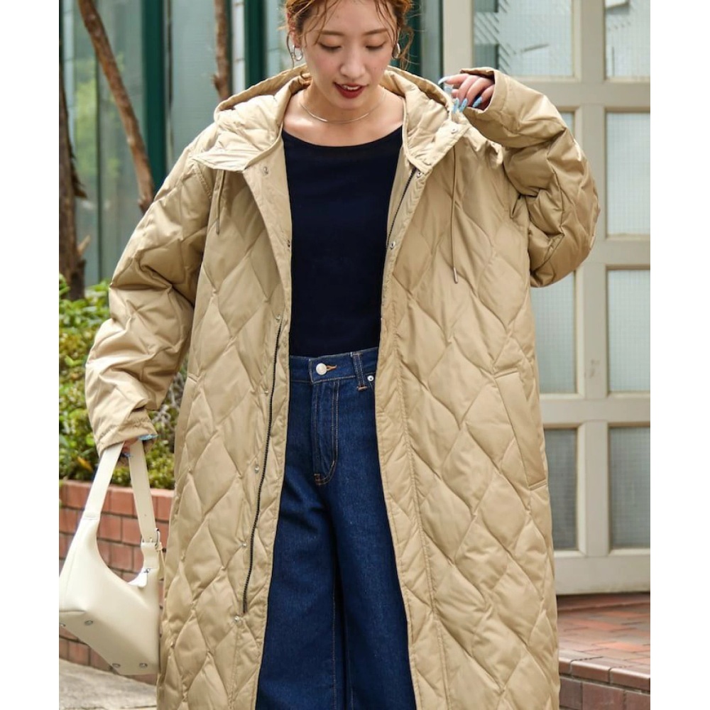프릭스스토어 퀼트 후드 롱 다운 자켓 여성 누빔 롱 패딩 25AW 블랙 - 상세 이미지 3