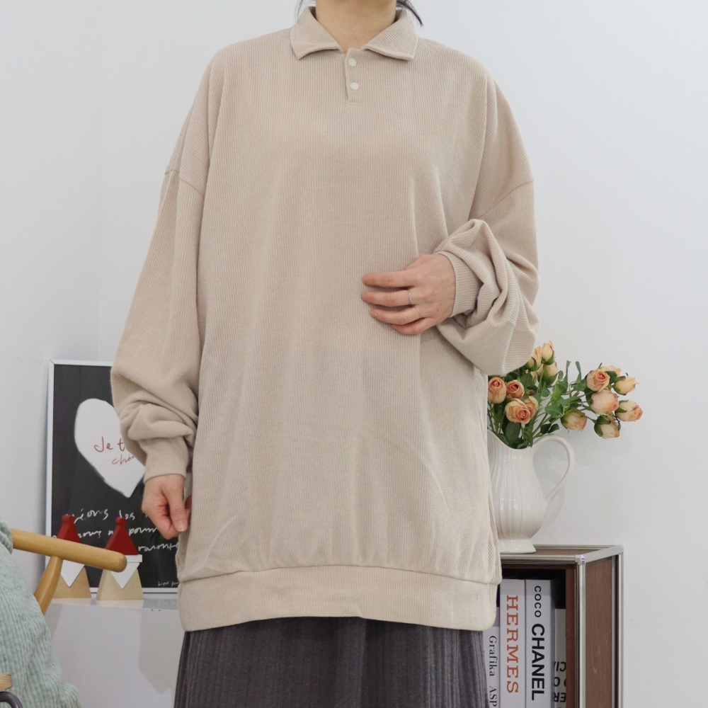 빅사이즈 카라 박시 니트 박시 루즈핏 맨투맨 4XL 5XL 긴팔 티셔츠 봄 가을 99 - 상품 이미지