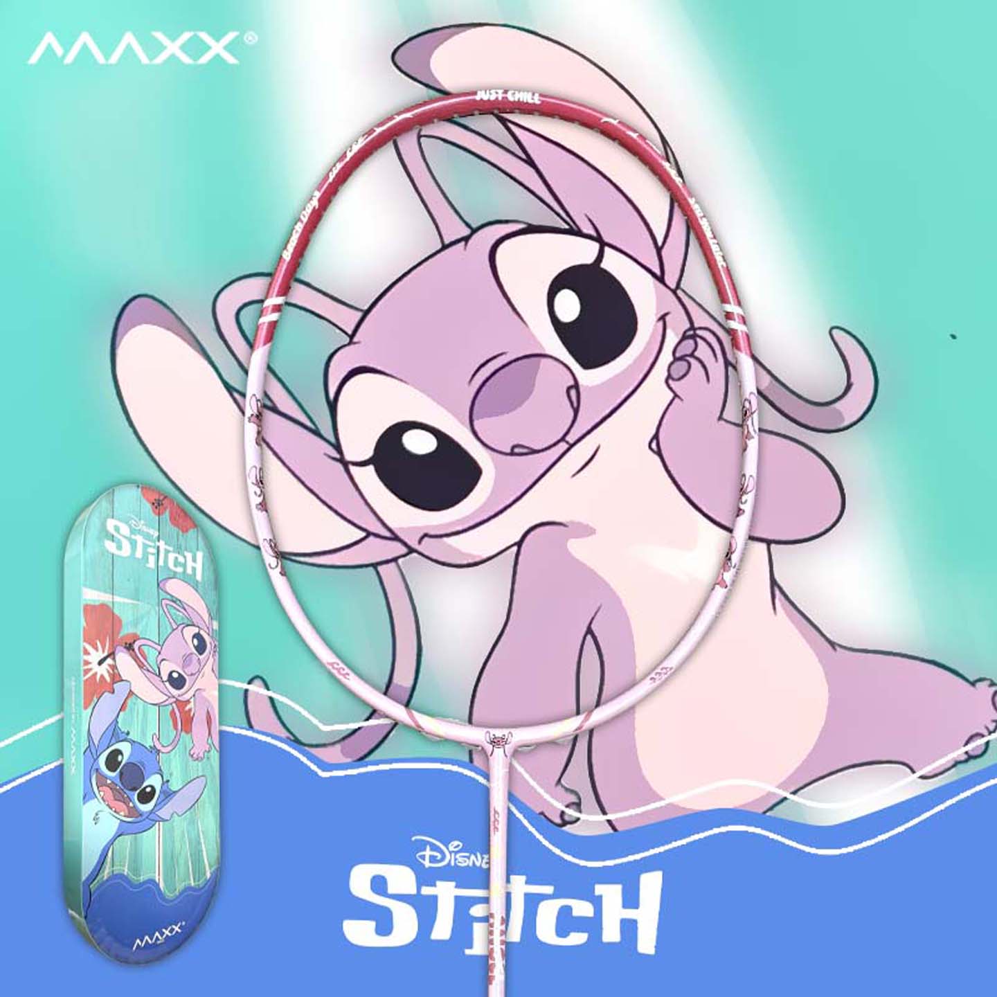 MAXX 맥스 디즈니 스티치 콜라보 배드민턴라켓 5U6 풀케이스포함 핑크 - 상품 이미지