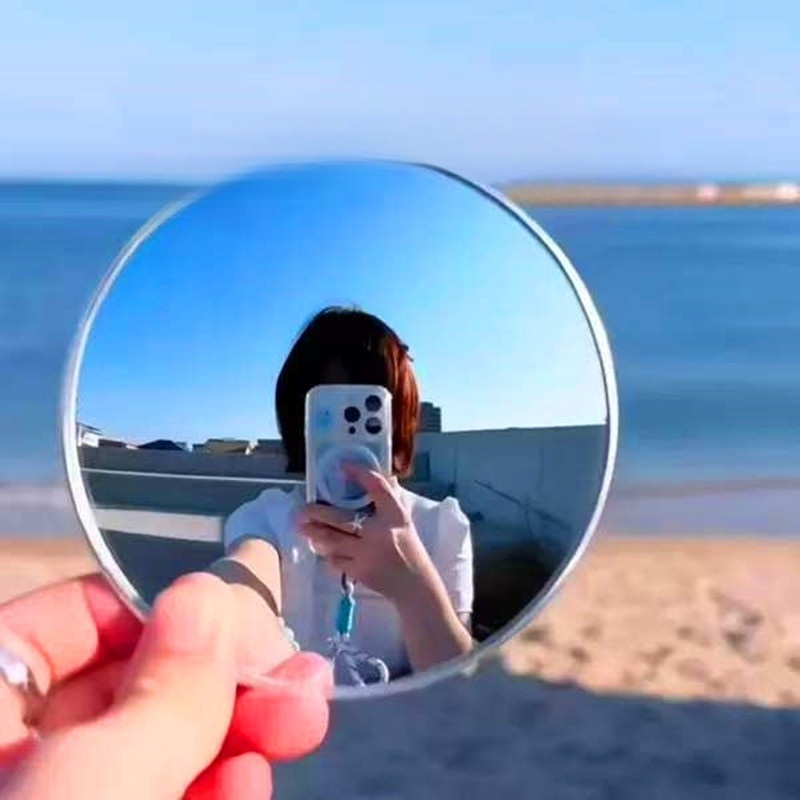 휴대용 미니 볼록 90mm 대형 원형 거울 사진 셀카 촬영용 여행 필수 감성 미러 반사경 - 상세 이미지 2