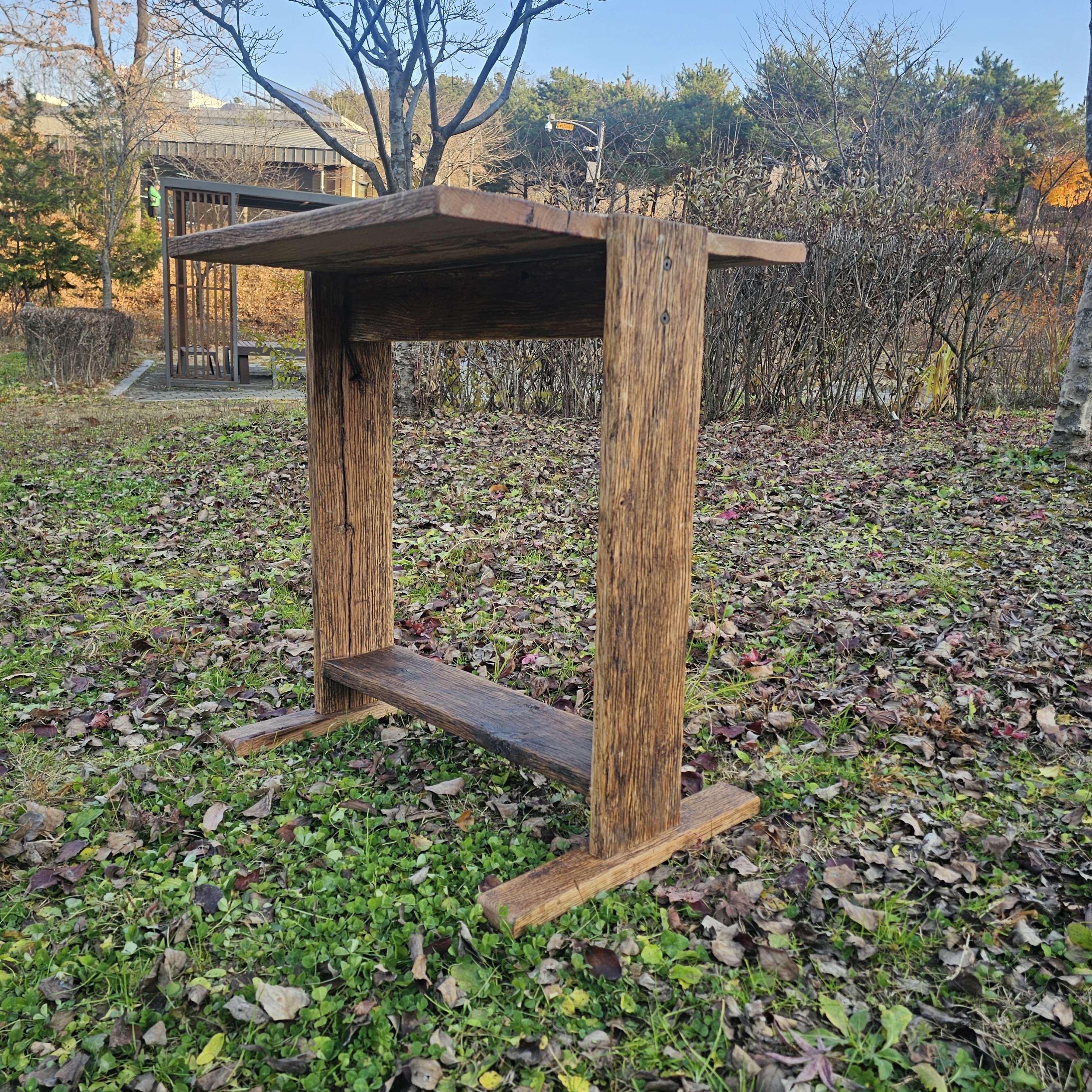 100년 이상 된  올드오크 빈티지 엔틱 러스틱 고재 2인용 카페 커피숍 테이블 주문제작