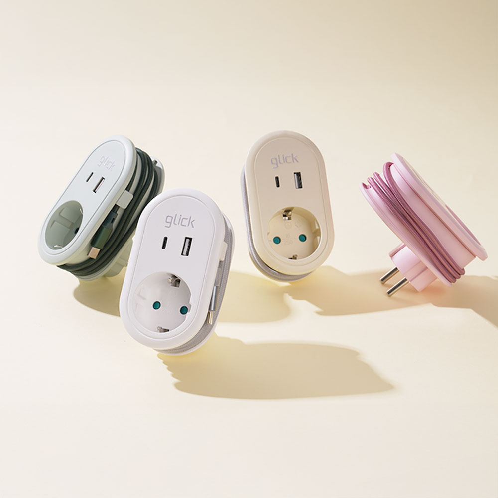 지클릭커 멀티마스터 롤플러스 1구 고용량 4000W C타입 휴대용 콘센트 USB 멀티탭 화이트 이미지 2