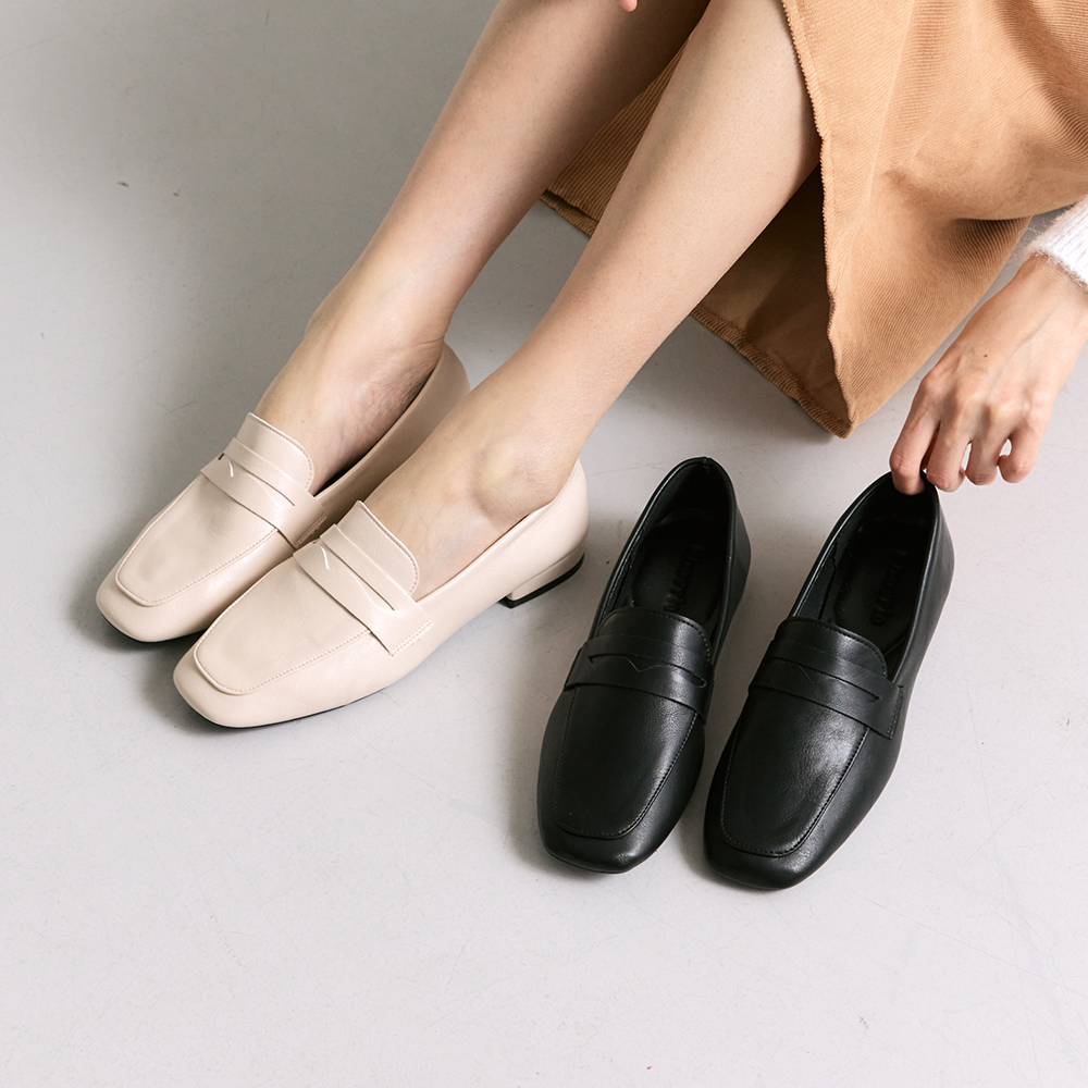 슈리오 통굽로퍼 스퀘어토 클래식 키높이 여성 페니 로퍼 (3cm/5cm) - 상품 이미지