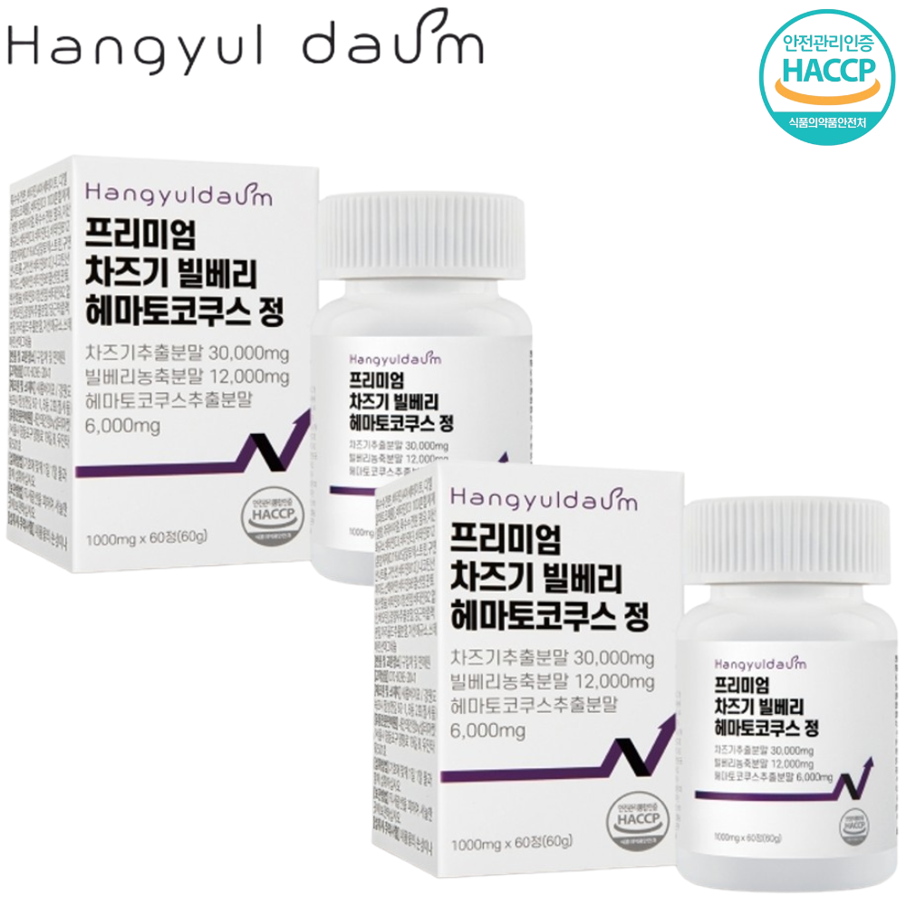 한결다움 차즈기 빌베리 헤마토코쿠스 추출물 정 60정 2박스 4개월 루테올린 눈 건강 효능 - 상품 이미지