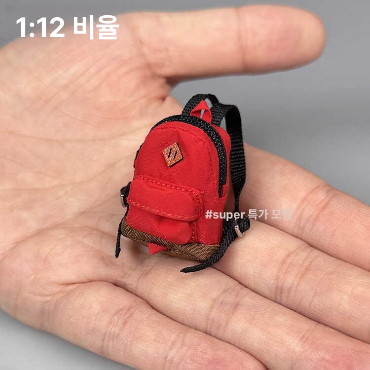 미니 백팩 모형 1대12 비율 피규어 인형 소품 악세서리 아지야키 더블 숄더백 모델  여자 남자 레드 1 12 - 상세 이미지 3