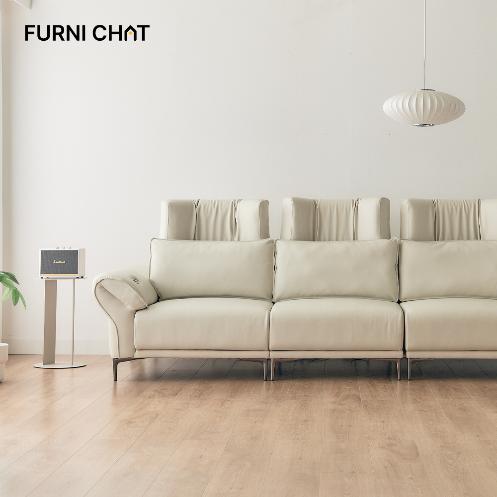 퍼니챗 카라 4인용 리모컨형 버튼형 동시가능 비건 가죽 무빙 슬라이딩 리클라이너 모션 소파