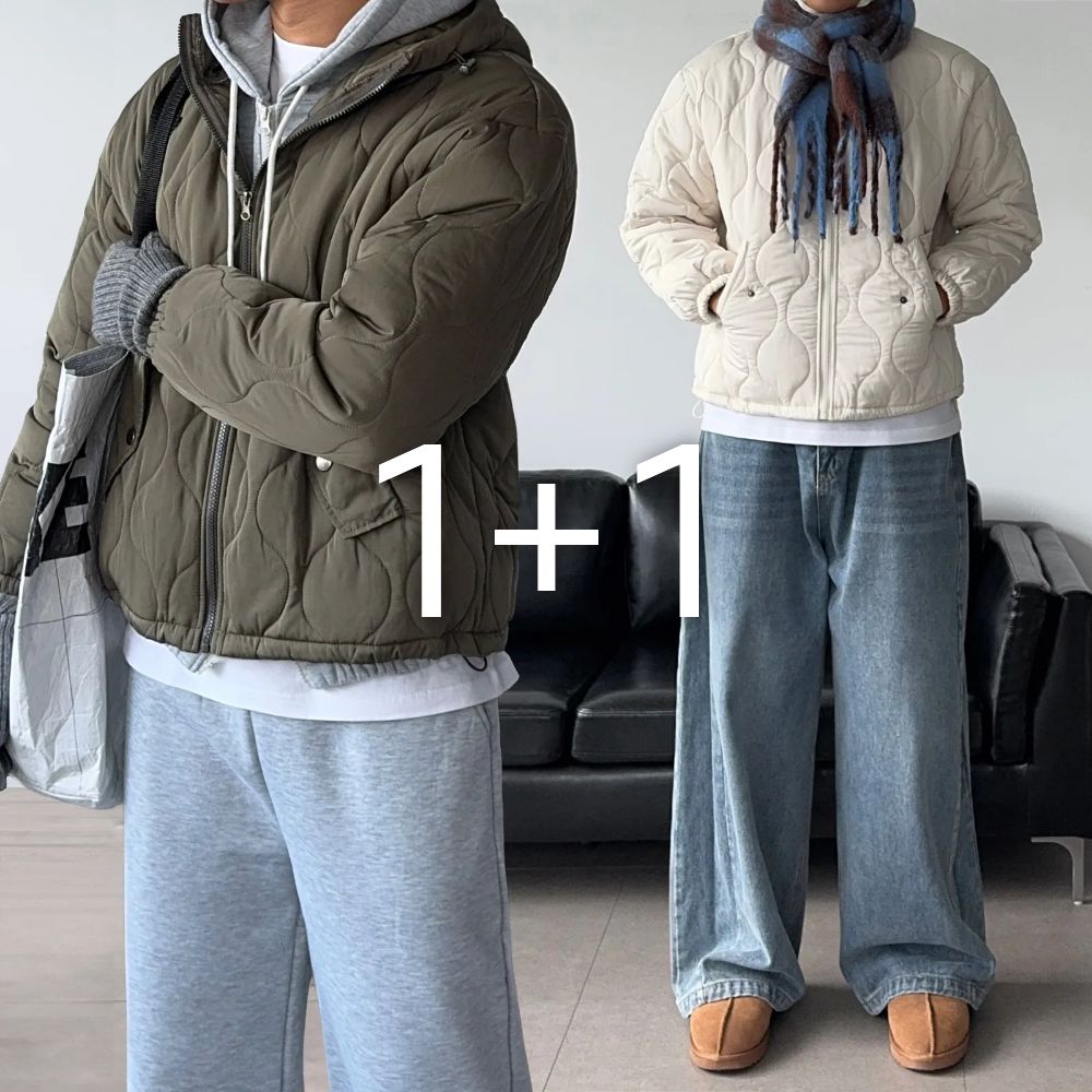 1+1 깔깔이패딩 퀄팅패딩 남자누빔점퍼 깔깔이 - 상품 이미지