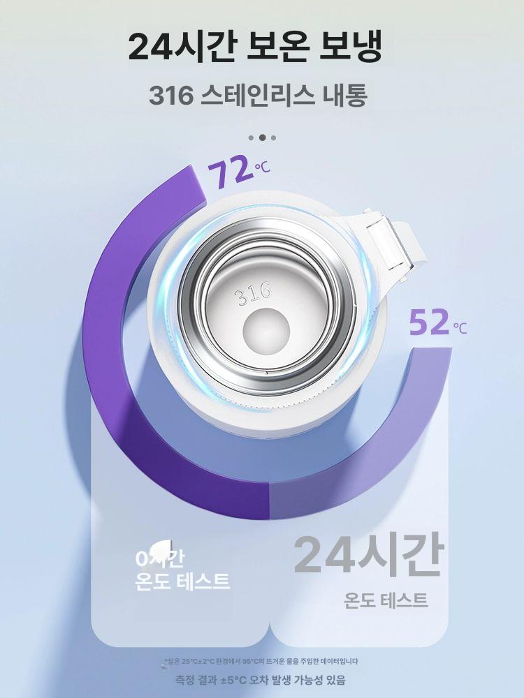 대용량 보온보냉 물병 학생용 휴대용 물컵 업그레이드316 차수분리 800ml - 상세 이미지 4