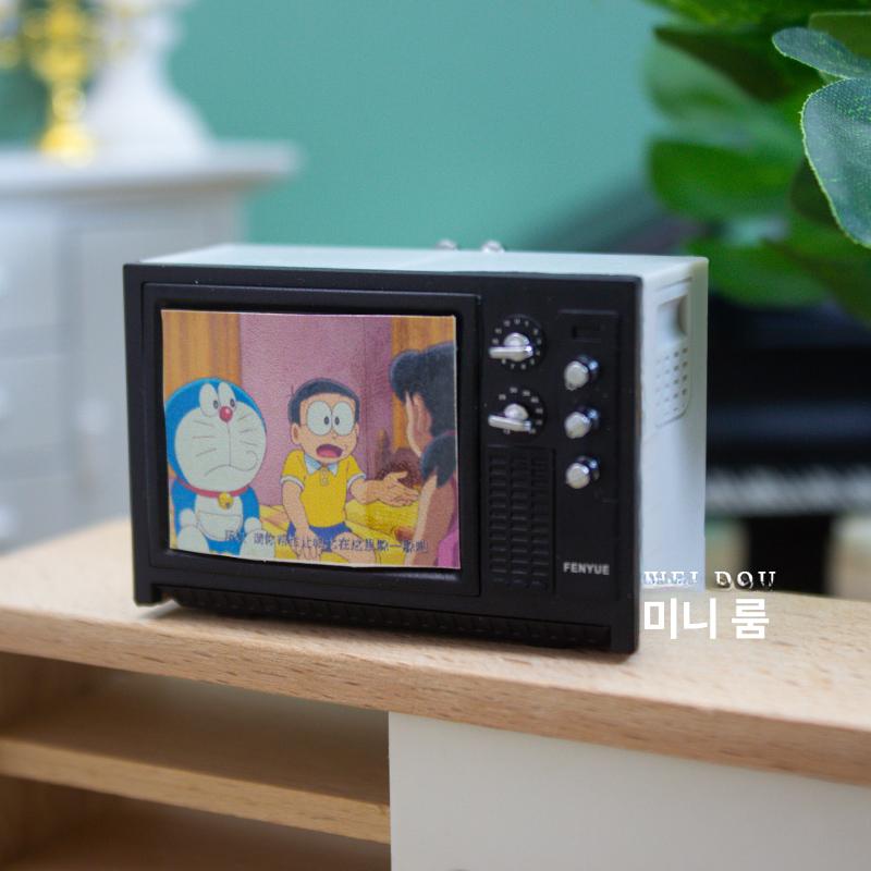 레트로 미니 티비 복고풍 소형 가전 모형 인형집 촬영 소품  TV 디자인 감성 무드등 인테리어  화이트 - 상세 이미지 2