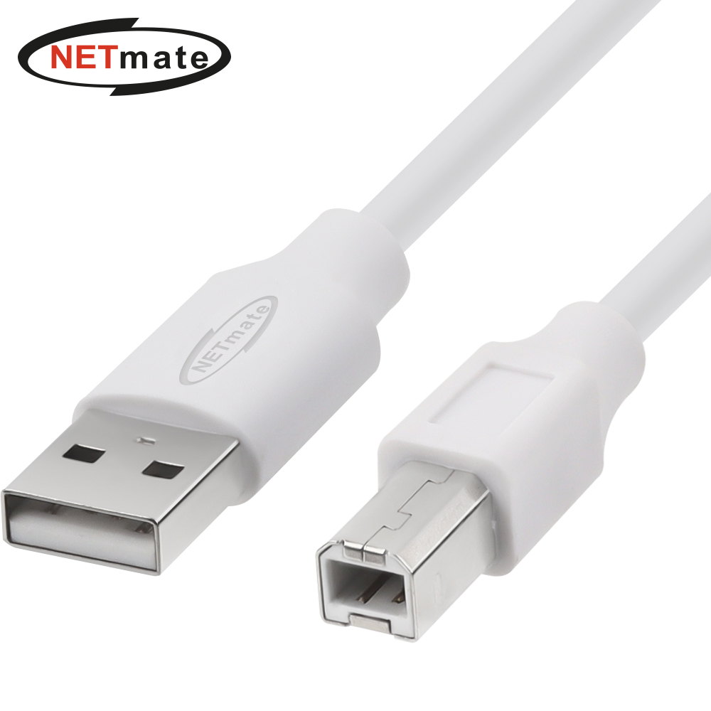 강원전자 넷메이트 USB2.0 AM-BM 케이블 0.5m (화이트) NM-TUB205 - 메인 이미지