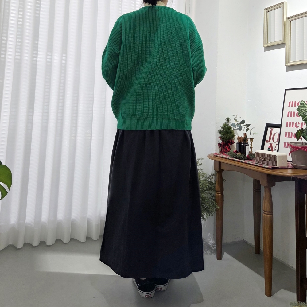 빅사이즈 브이넥 단추 가디건 톡톡 봄 가을 간절기 긴팔 톡톡한 니트 자켓 빗살 트임 무늬 - 상세 이미지 5