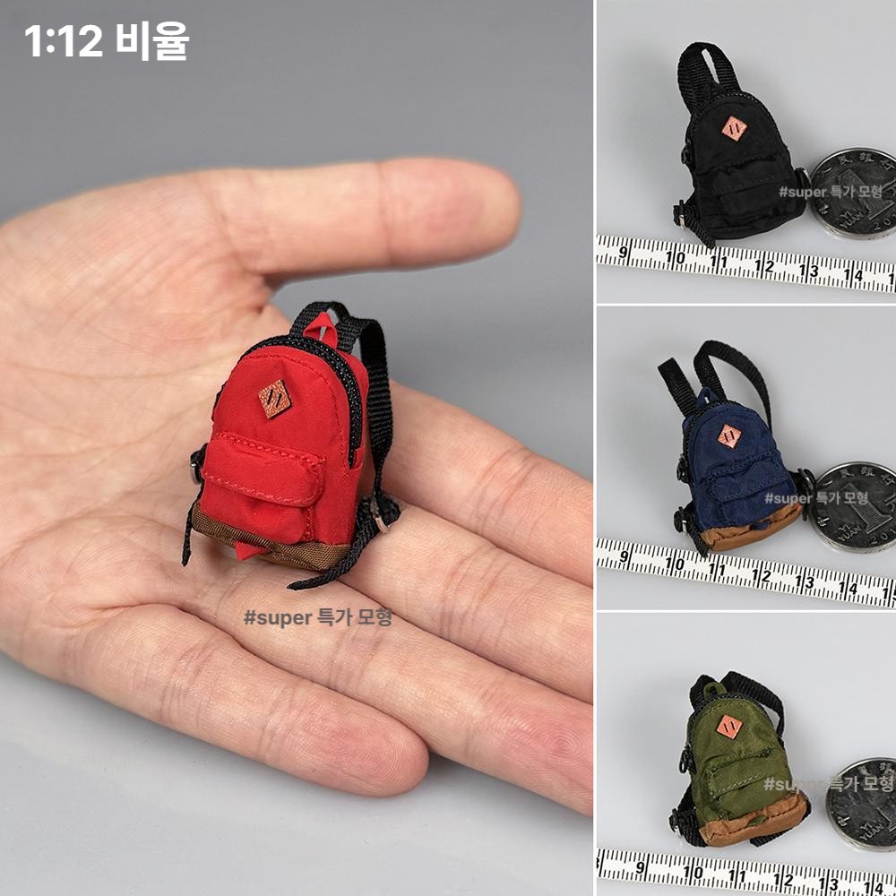 미니 백팩 모형 1대12 비율 피규어 인형 소품 악세서리 아지야키 더블 숄더백 모델  여자 남자 레드 1 12 - 상품 이미지