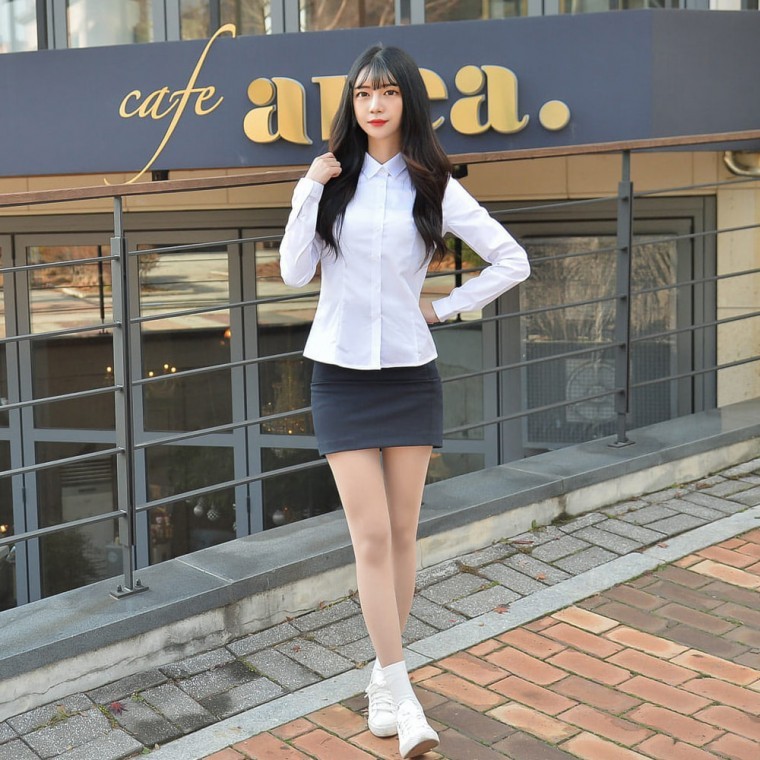 교복몰 (빅사이즈) 여성 교복 셔츠 각카라 컬러체크 - 메인 이미지
