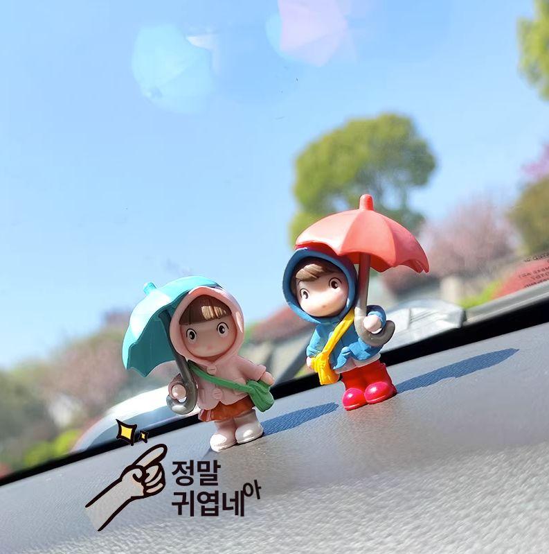 귀여운 미니카 자동차 미니어처 소품 데스크 장식 인테리어 랜덤 우산 소녀 - 상세 이미지 4