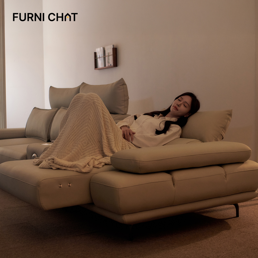 제니 전동 리클라이너 쇼파 슬라이드 무빙 모션 소파 4인용 비건가죽