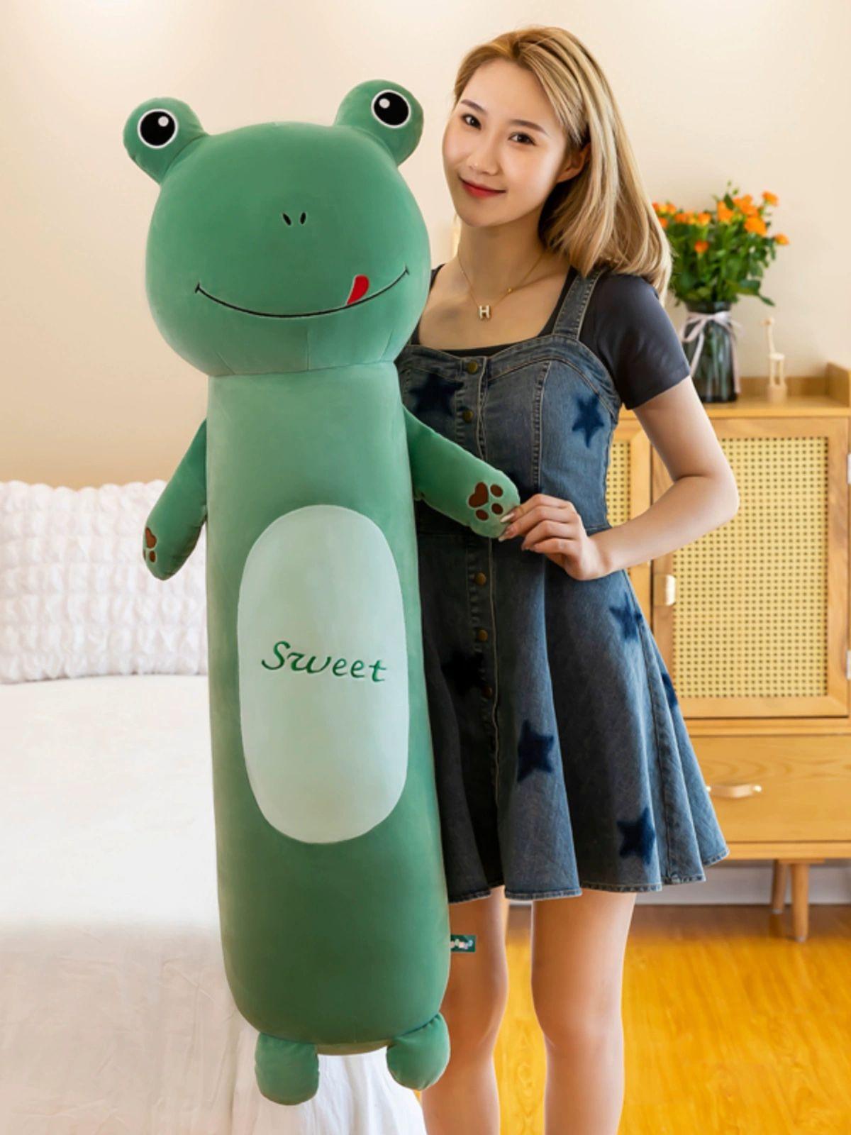 토끼 봉제인형 롱 안고자는 인형 베개 여자용 그린 프로그 110cm A - 상세 이미지 3