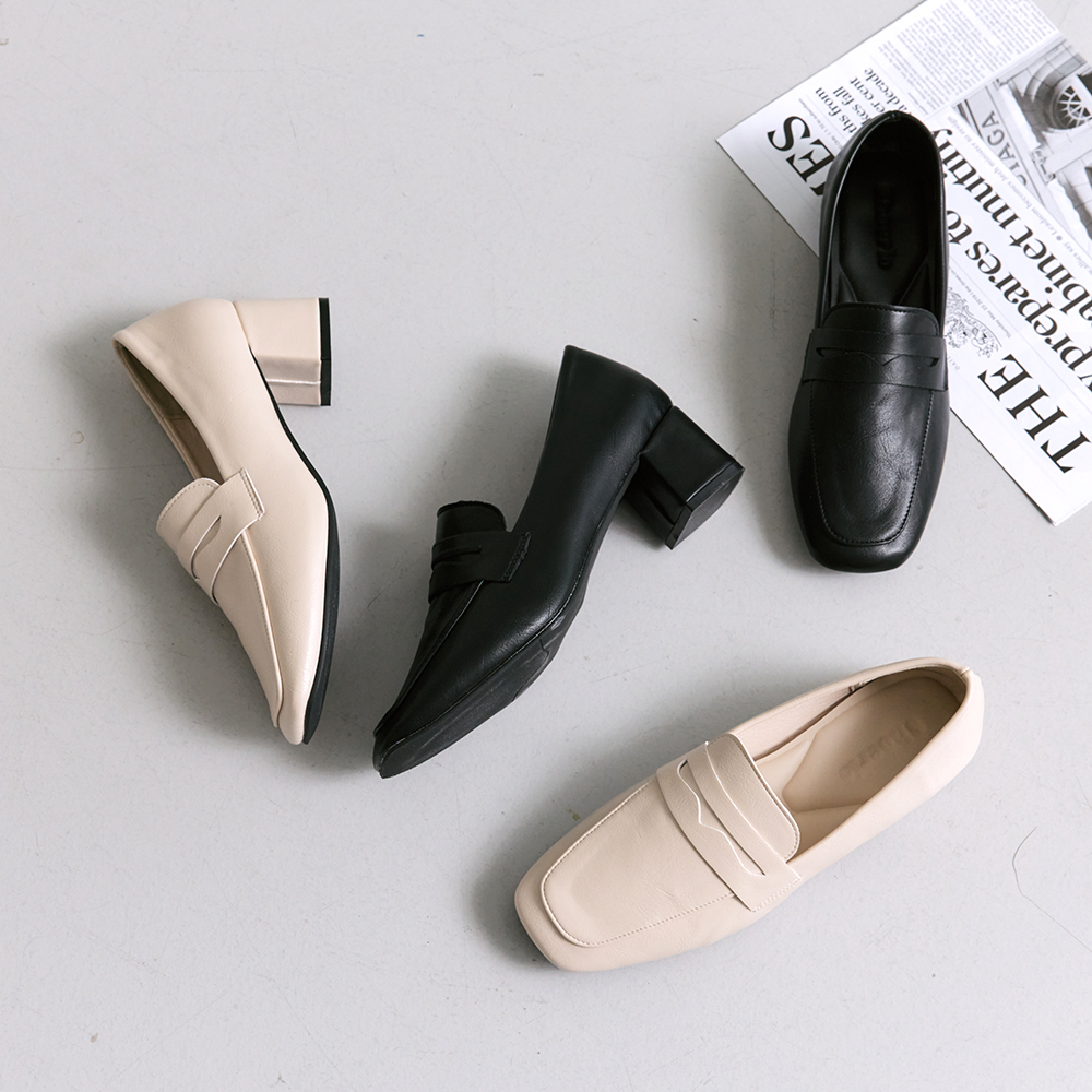 슈리오 통굽로퍼 스퀘어토 클래식 키높이 여성 페니 로퍼 (3cm/5cm) - 상세 이미지 2