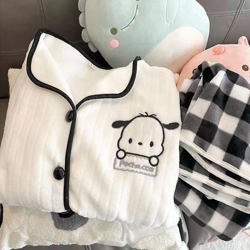 산리오 파자마 수면 잠옷 플리스 안감 여성 홈웨어 가을 겨울 포차코 키티 한교동 한교동 신발 미포함 M 37.5~50kg - 상세 이미지 4
