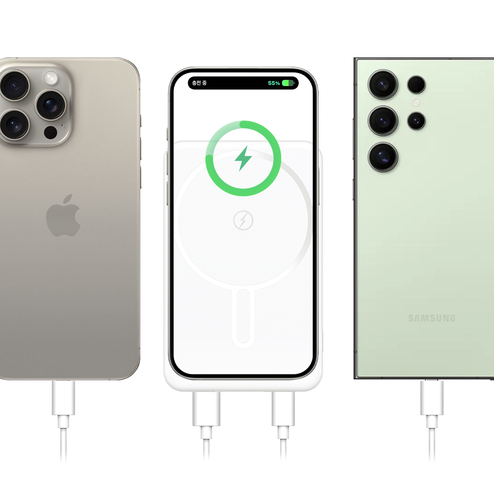 맥세이프보조배터리 기내반입 유무선 고속 보조배터리 5000mAh, 화이트 - 상품 이미지