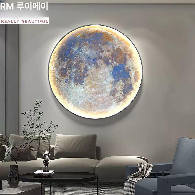 달모양 무드등 스튜디오 램프 보름달 테라스 장식 스타일 A 블랙 프레임 70cm - 상세 이미지 5