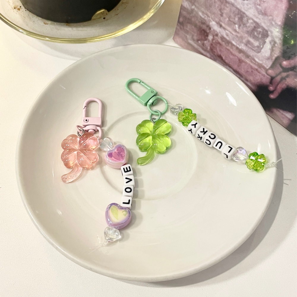 네잎클로버 이니셜 키링 만들기 diy 키트 스마일 핸드폰 차키 가방 커스텀 제작 키링 - 상세 이미지 2