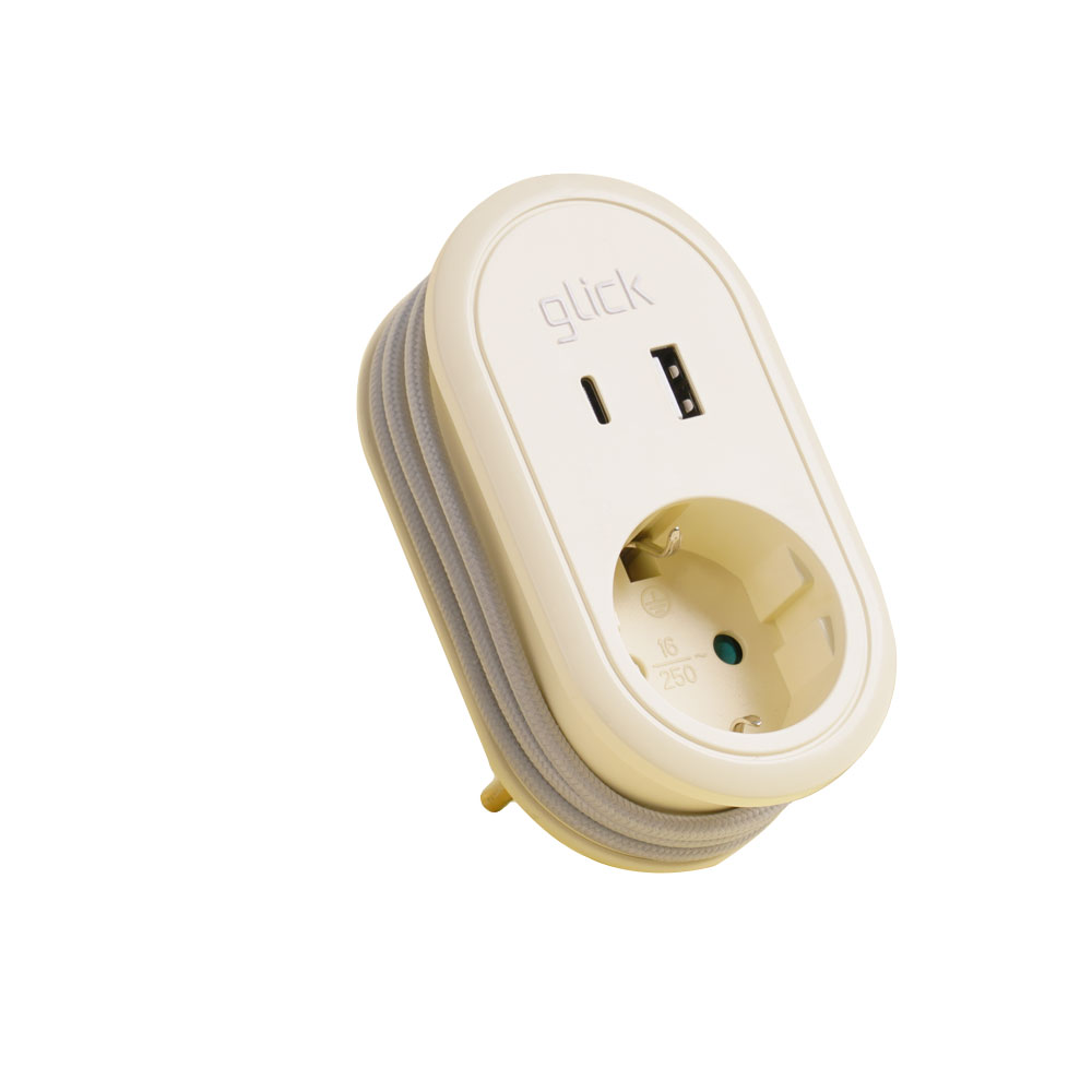 지클릭커 멀티마스터 롤플러스 1구 고용량 4000W C타입 휴대용 콘센트 USB 멀티탭 화이트 이미지 4