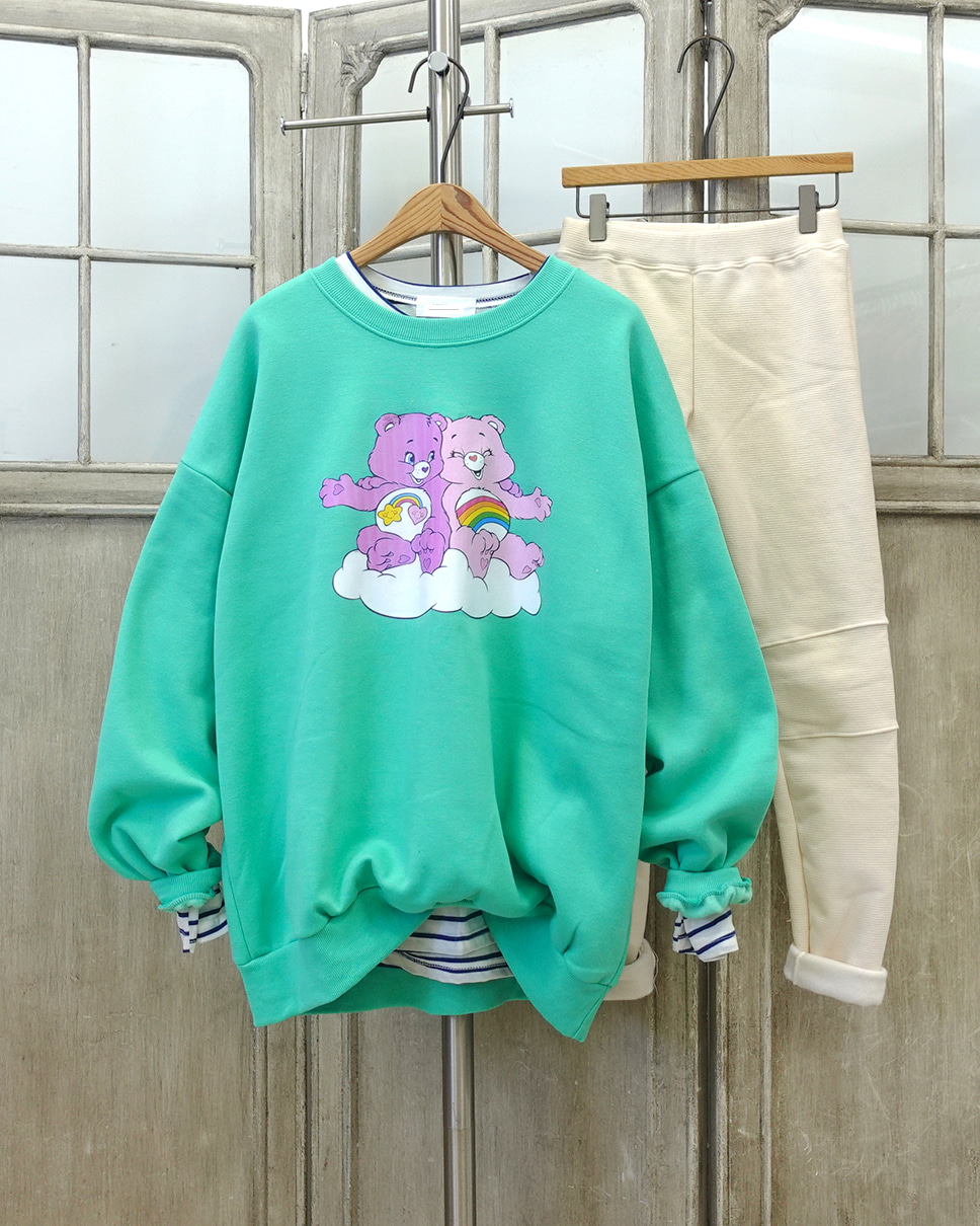 트윈베어 프린팅 기모 루즈핏 맨투맨 제품 이미지