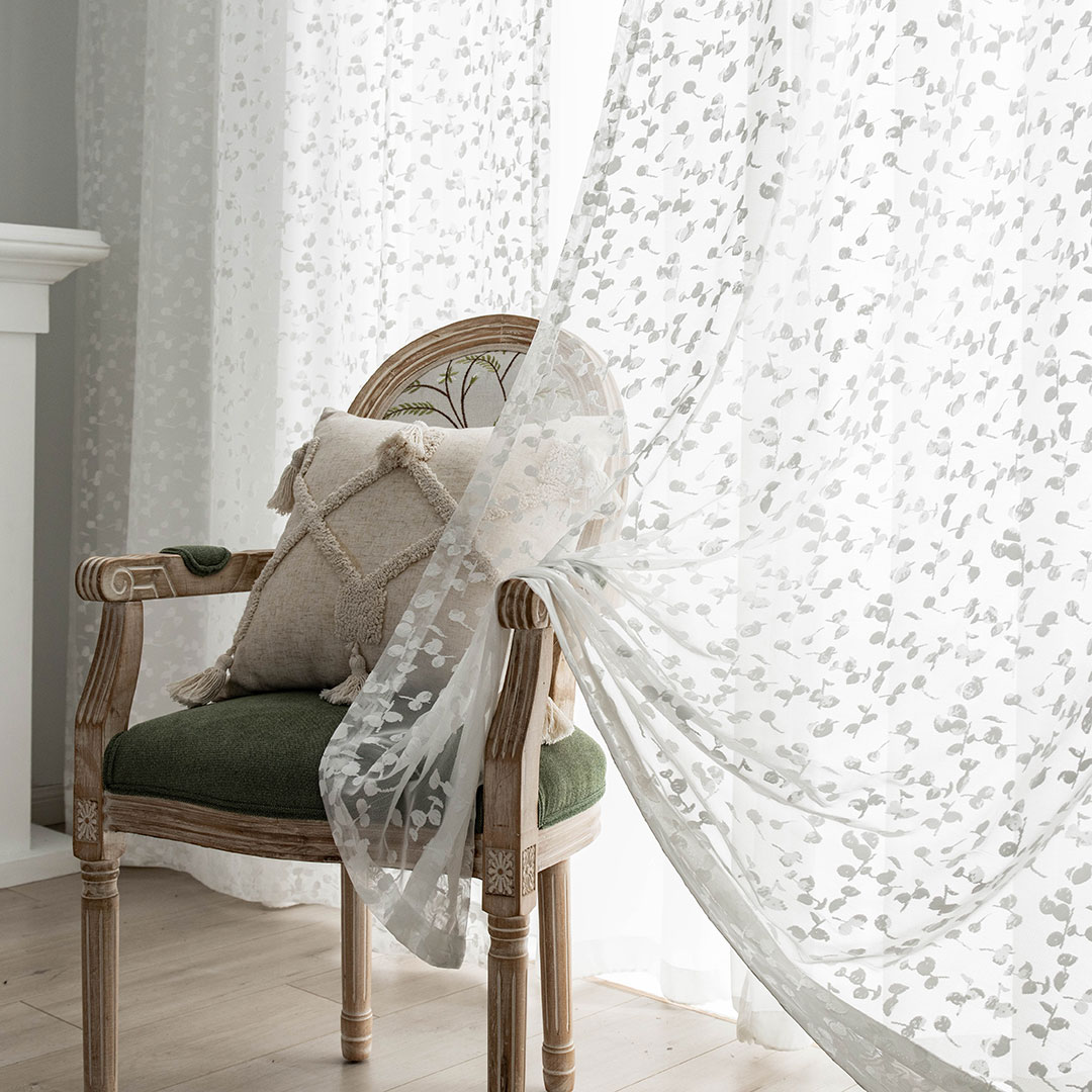 사라하우스 체리 블룸 로맨틱 시어 레이스 중문 가리개 커튼