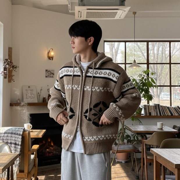 남자노르딕가디건 남자오버핏가디건 - 상품 이미지