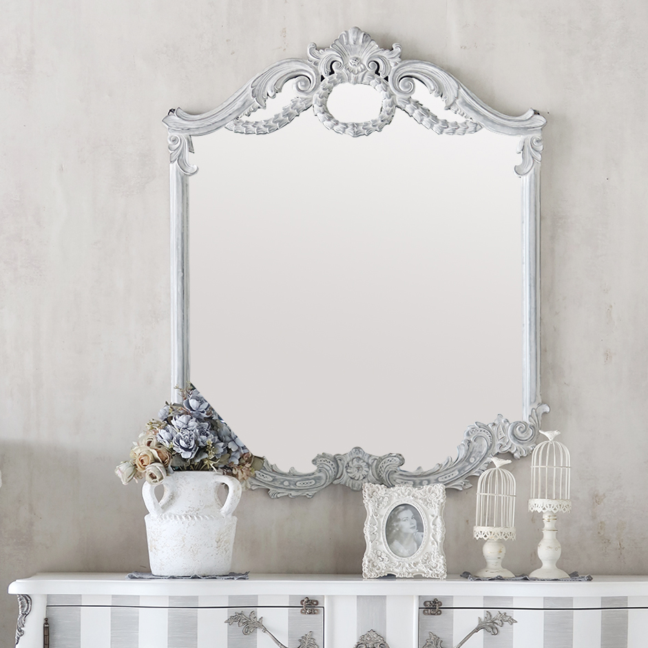 안젤리나 쉐비 벽거울 color 빈티지그레이, 모던프렌치 쉐비시크 인테리어 벽걸이 거울 우드아뜰리에