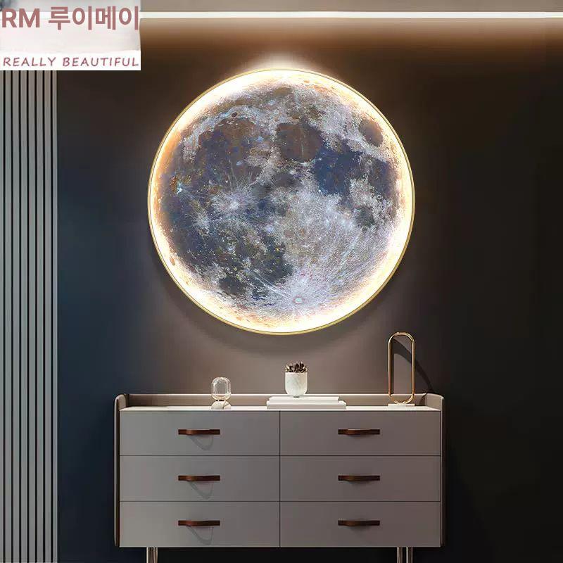 달모양 무드등 스튜디오 램프 보름달 테라스 장식 스타일 A 블랙 프레임 70cm - 상세 이미지 4