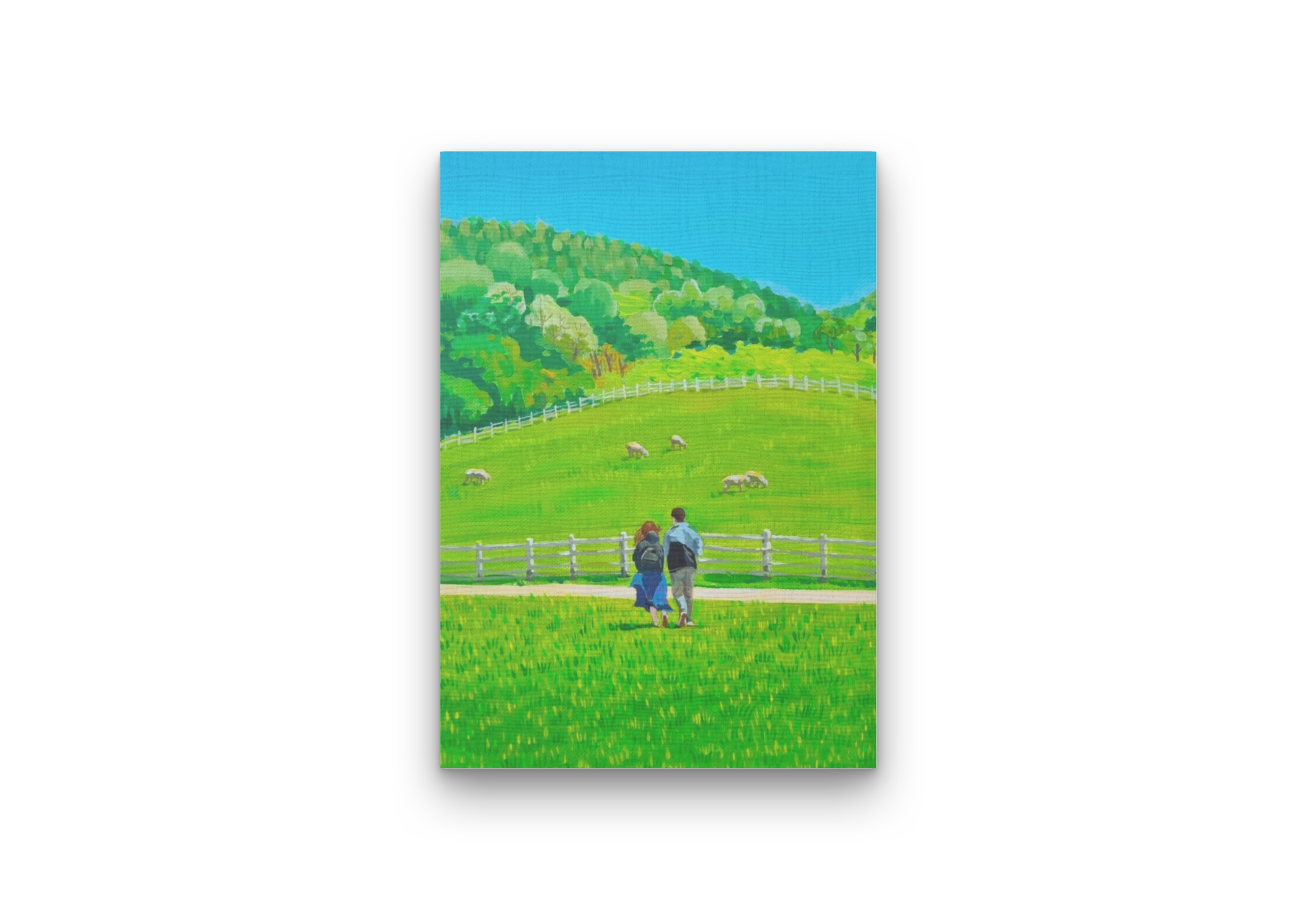 씨솔아틀리에 연인 양떼목장 여름그림 캔버스액자 A4/A3/A2/A1 - 상세 이미지 4