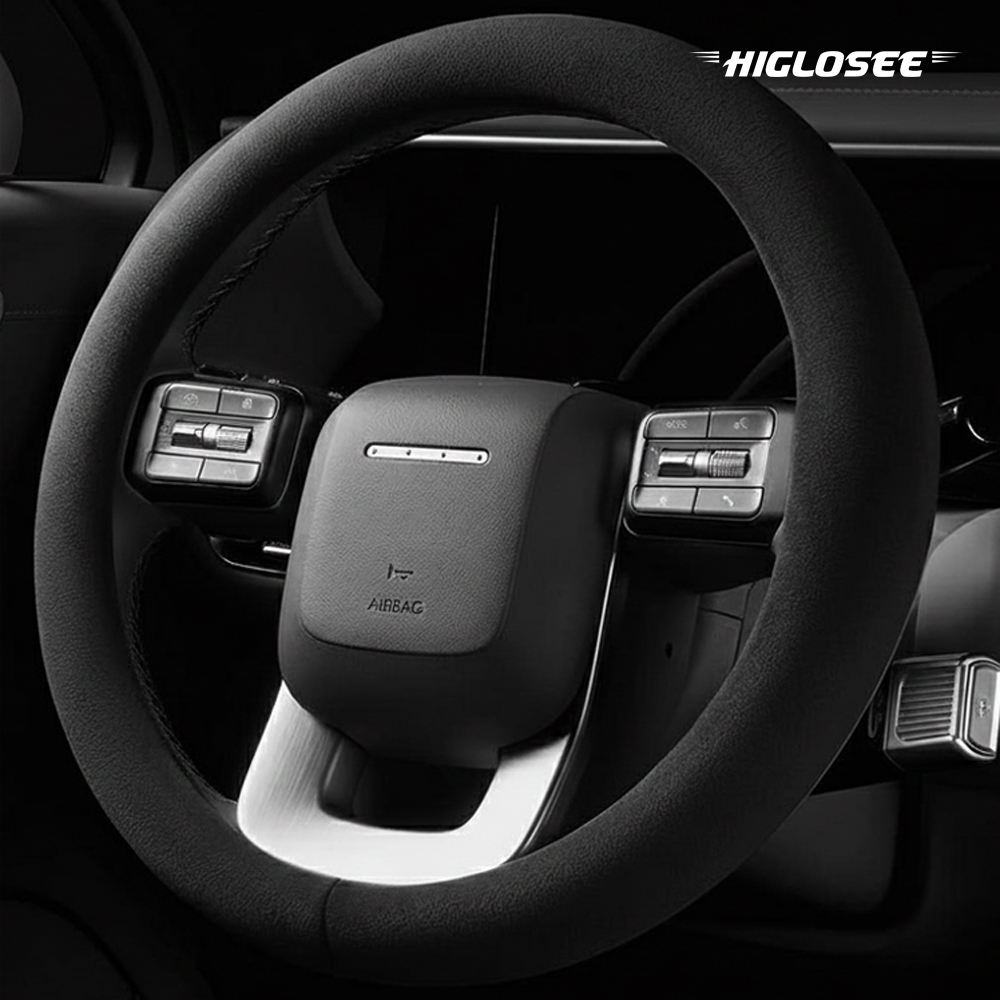 하이글로씨 알칸타라 차량용 핸들커버 원형 디컷 제품 이미지