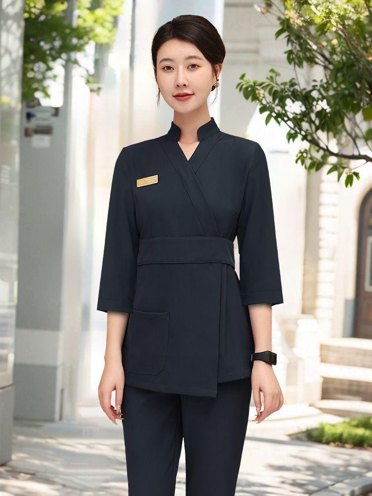 피부관리사 유니폼 스파 마사지샵 뷰티샵 관리실 미용 작업복 - 상품 이미지