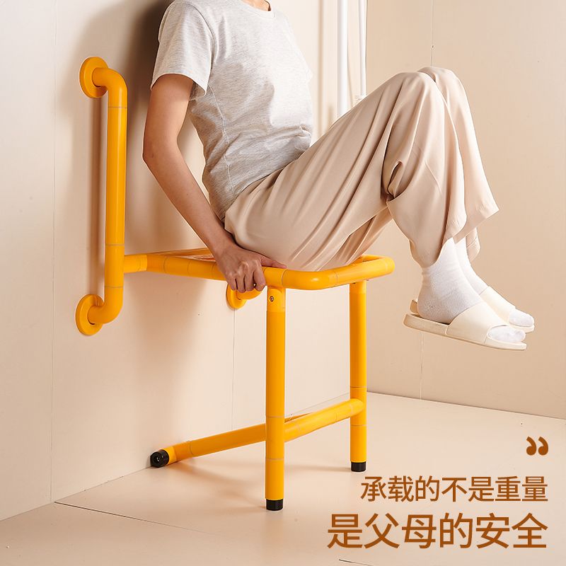 환자용 목욕의자 미끄럼방지 벽부형 샤워의자 화장실 업그레이드 모델 넓어진 이중 팔걸이 - 상세 이미지 4