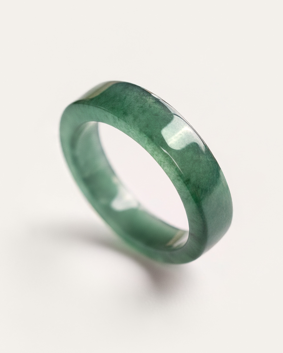 A 제이드 비취 옥반지 경옥 포레스트그린 플랫 Forest Green - 상품 이미지