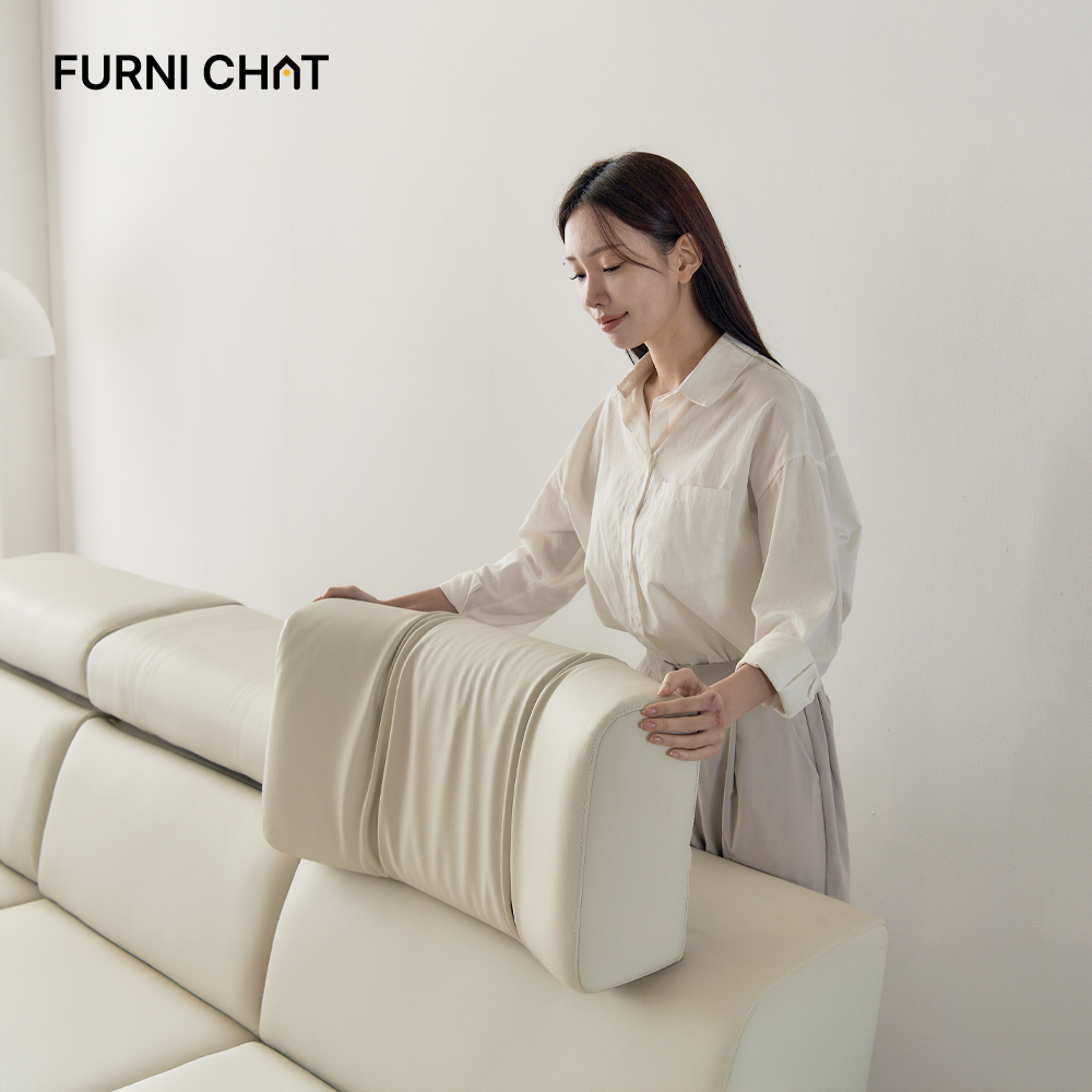 퍼니챗 카라 4인용 리모컨형 버튼형 동시가능 비건 가죽 무빙 슬라이딩 리클라이너 모션 소파