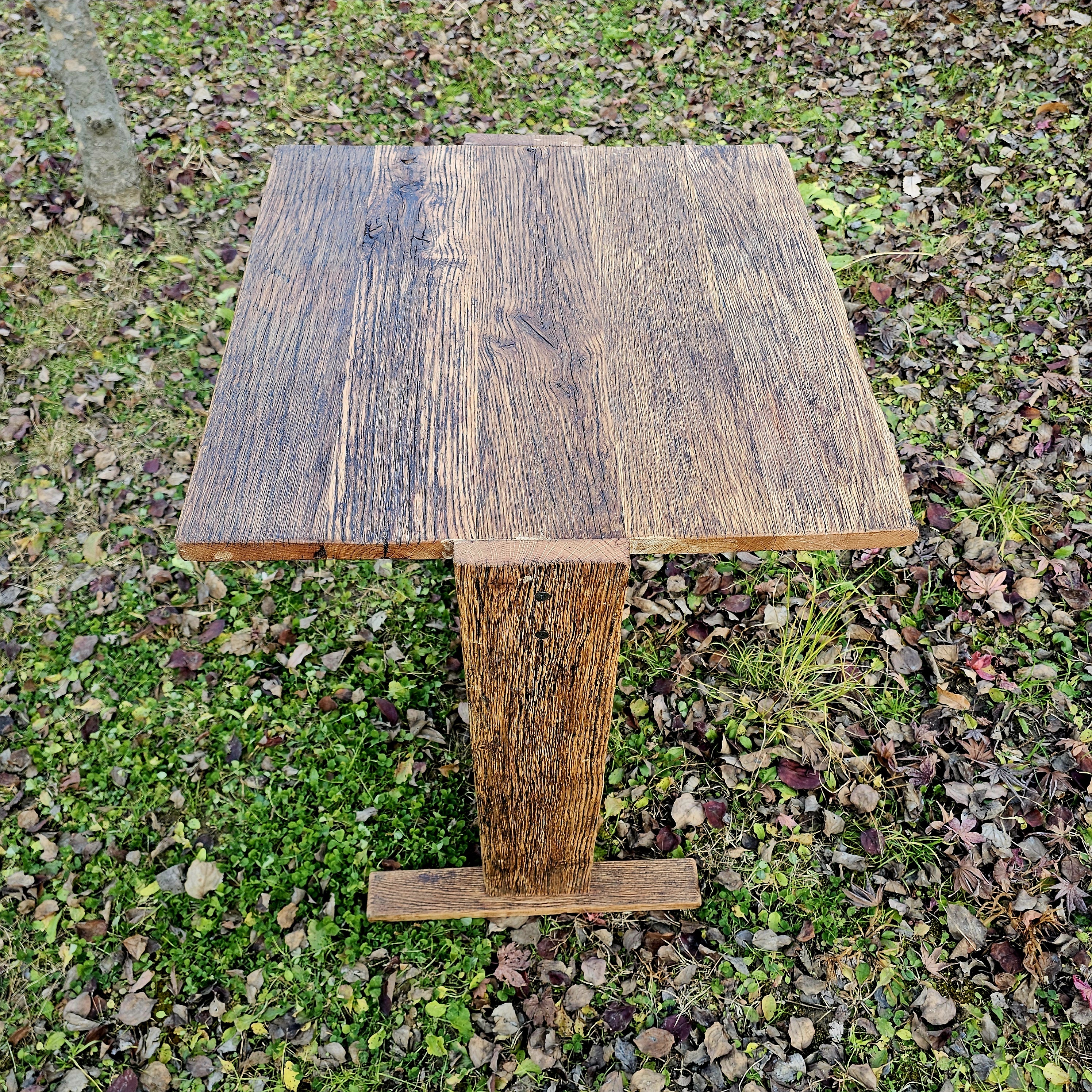 100년 이상 된  올드오크 빈티지 엔틱 러스틱 고재 2인용 카페 커피숍 테이블 주문제작