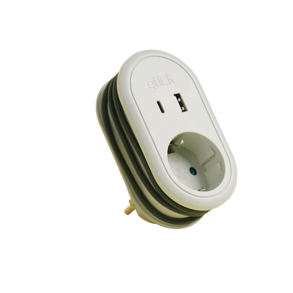 지클릭커 멀티마스터 롤플러스 1구 고용량 4000W C타입 휴대용 콘센트 USB 멀티탭 화이트 이미지 3