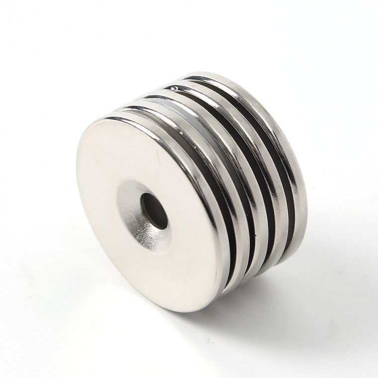 네오디뮴 원형사라 자석 5개입(30x3mm) (홀10/5) - 상품 이미지