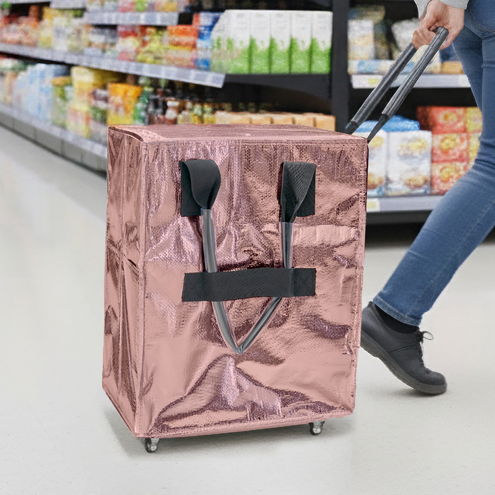 시장바구니 캐리어 바퀴달린 장바구니 접이식 롤링카트 롤링 토트백 L(대형), 핑크 제품 이미지