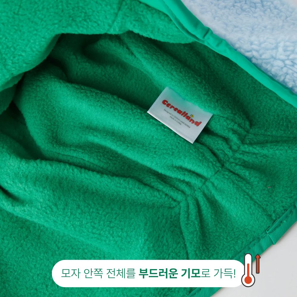 따뜻한 기모 2in1 방한 뽀글이 플랩캡 유아 아기 모자 귀달이 키즈 군밤 겨울 털 아이스블루, 3-8세 - 상세 이미지 2