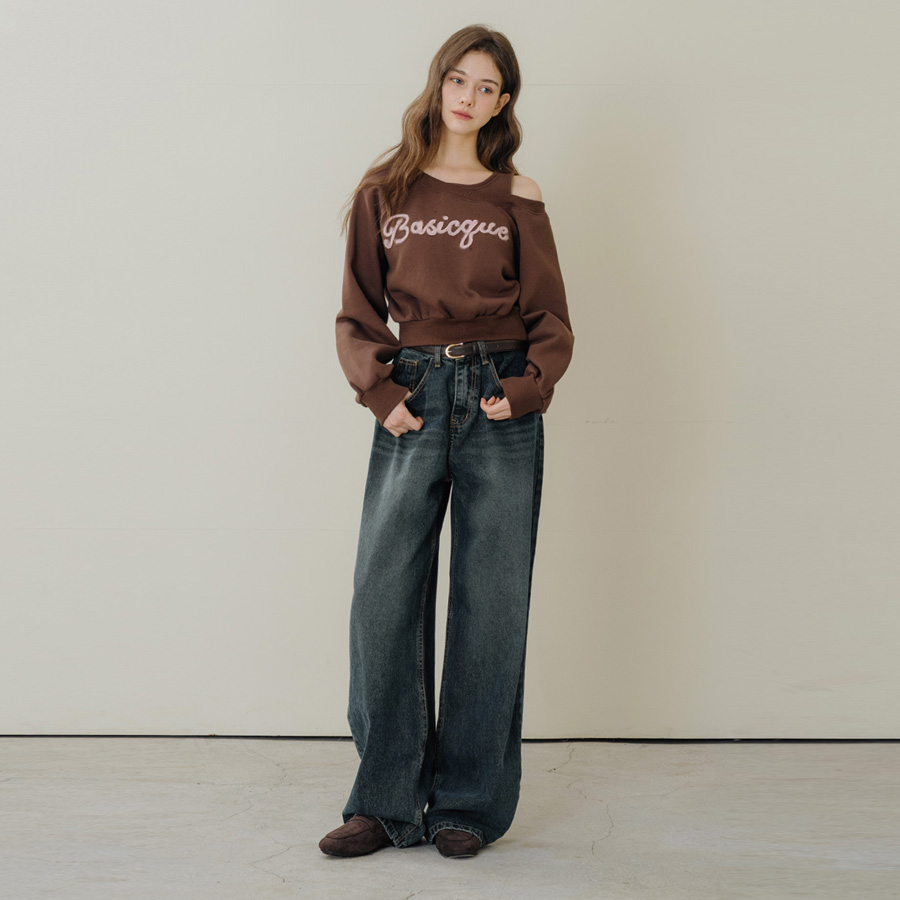 빈티지 워시 와이드 데님 트라우저 (MEDIUMBLUE, 3SIZE) - 상세 이미지 3